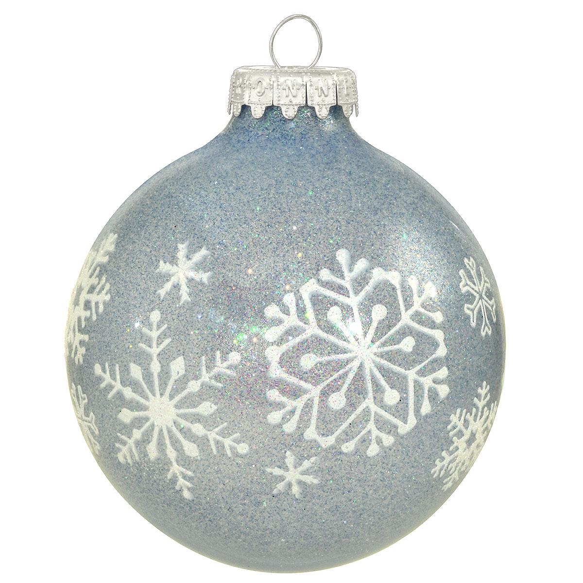 Light Blue Snowflake Sparkle Glass Ornament